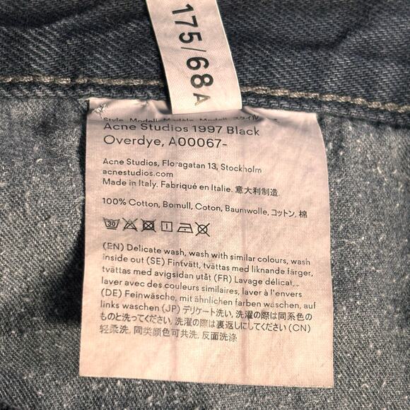 Acne Studios Blå Konst 1997 Overdyed Black Straight Leg Jeans 27x34 Minimalist - Picture 8 of 11